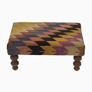 Turkish Hand Woven Kilim Footstool from Vintage Pillow Store Contemporary