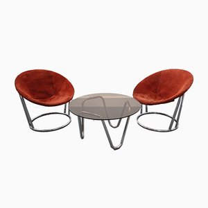 Coffee Table & Chairs Set by E. Lusch for Lusch & Co., 1960s, Set of 3