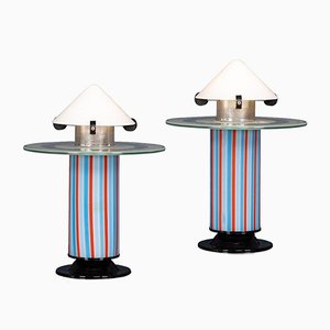 Lámparas de mesa italianas de Ettore Sottsass, años 70. Juego de 2