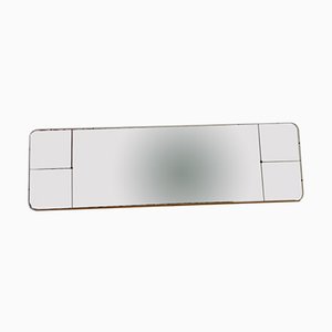 Art Deco Spiegel mit Sockel aus geätztem Glas & Ahorn