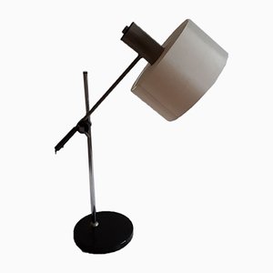 Lámpara de mesa regulable con estructura de metal cromado, años 70