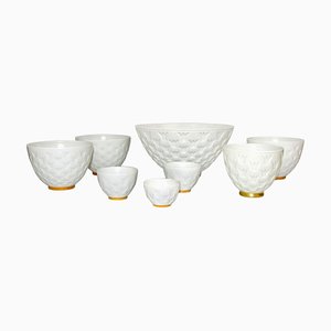 Mid-Century Porcelain Crown Bowls or Candleholders by Gunnar Nylund for Rörstrand, 1970s, Set of 8