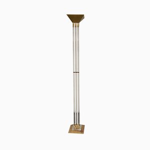 Vintage Brass and Acrylic Glass Floor Lamp from Belgo Chrom / Dewulf Selection, 1970s