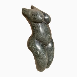 Sculpture Buste de Femme Vintage en Marbre Vert, 1960s