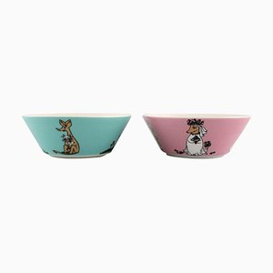 Porcelain Bowls with Moomin Motifs from Arabia, Set of 2