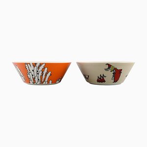 Porcelain Bowls with Moomin Motifs from Arabia, Set of 2