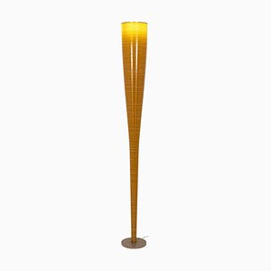 Floor Lamp In Gilt and White Polycarbonate, 20th-Century