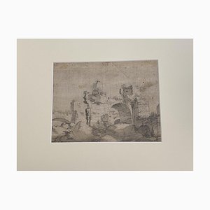 Roman Ruins, Pencil On Cardboard, 18th Century