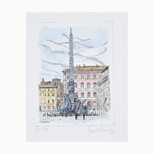 Giuseppe Malandrino, Navona Square, Etching, 1960