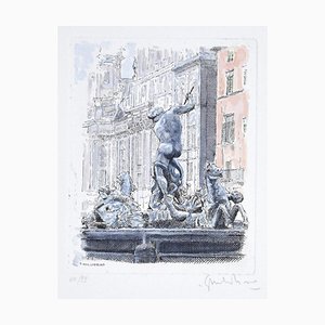 Giuseppe Malandrino, Navona Square, Etching, 1960s