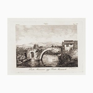 L.cavalieri, Ponte Mammolo, Etching, 19th Century