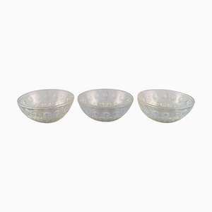 Three Early René Lalique ""asters"" Bowls in Art Glass, Dated Before 1945