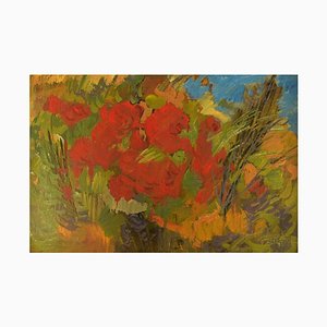 Sture Haglundh, Wild Flowers, 1960s, Mixed-Media On Board