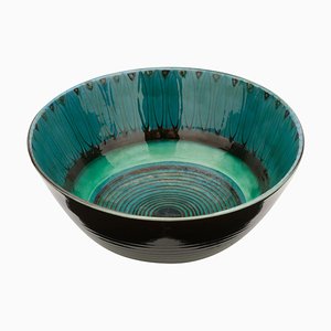 Large Unique Glazed Stoneware Bowl by Herman H.c. Kähler, Denmark