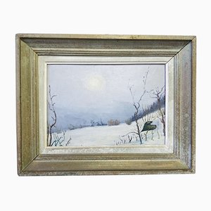 Óleo sobre tabla, paisaje de invierno