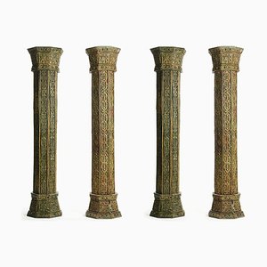 Columnas de madera tallada. Juego de 4