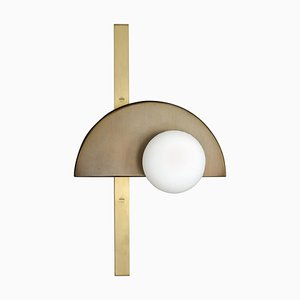 Brass Exhibition Square in Circle Wall Light
