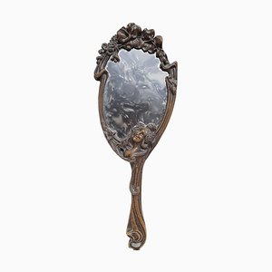 Specchio Art Nouveau in bronzo