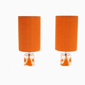 Space Age Table Lamps with Orange Shades, 1970s, Set of 2