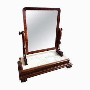 Large Antique Victorian Dressing Swing Mirror in Mahogany and Marble