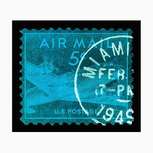 Stamp Collection, 1949 Miami Skymaster - Blue Conceptual Color Photography 2017