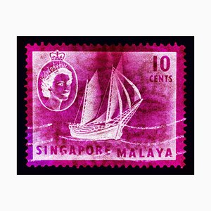 Singapore Briefmarkensammlung, 10c Qeii Ship Series Magenta - Pop Art Farbfoto 2018