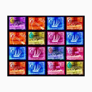 Singapore Stamp Collection, Singapore Ship Sequence (4x4) - Pop Art Color Photo 2018