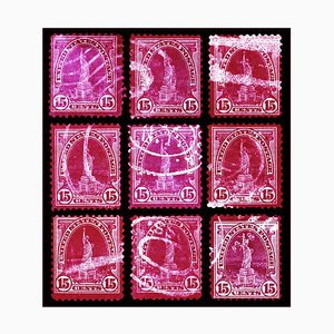 Stamp Collection, Liberty (Magenta Mosaic), Pop Art Color Print, 2015