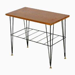 Swedish Teak and Metal Stringbord Side Table, 1960s
