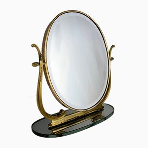 Mid-Century Italian Brass Vanity Mirror from Brusotti