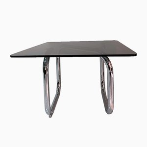 Tubular Nickel-Plated and Smoked Glass Low Table by Pardo, 1970s