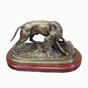 Bronze eines Braque Hundes aus 19. Jahrhundert von Pj Mêne