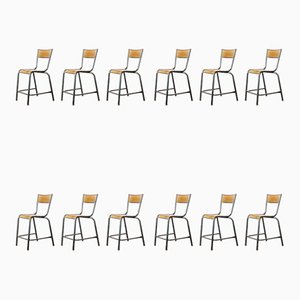 High Laboratory Stacking Dining Chairs or Barstools from Mullca, 1950s, Set of 12