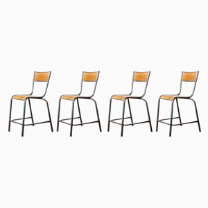 High Laboratory Stacking Dining Chairs or Barstools from Mullca, 1950s, Set of 6