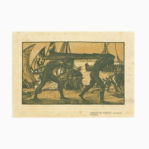 Adolfo De Karolis - Il Timone - Original Woodcut by Adolfo De Karolis - Early 20th Century