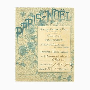 George Petit - Litografía Invitation of Premiere Soiree Paris Noel de George Little - 1883