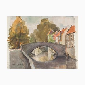 Charlotte Jamois - Landscape With A Village - Original Watercolor by Charlotte Jamois - 1939