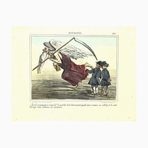 Charles Amedee De Noe (cham) - News, Old Angle - Original Lithograph by Cham - 1865