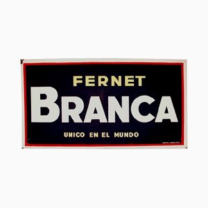 Cartellone pubblicitario Fernet Branca in metallo smaltato, Spagna