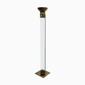 Vintage Brass and Glass Floor Lamp, 1970s