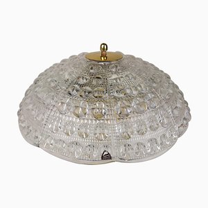 Crystal and Brass Ceiling Light by Carl Fagerlund for Orrefors, 1960s