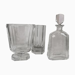 Vasos y botella de cristal de Elis Bergh para Kosta, Sweden, años 30. Juego de 3