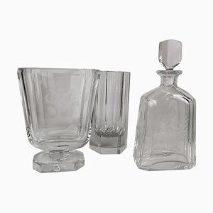 Verres en Cristal et Carafe par Elis Bergh pour Kosta, Suède, 1930s, Set de 3