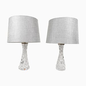 Swedish Mid-Century Crystal Table Lamps by Carl Fagerlund for Orrefors, Set of 2