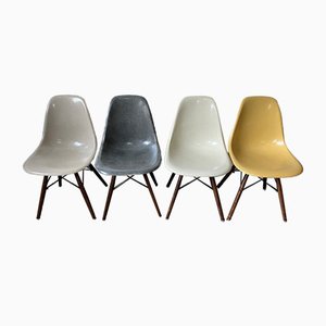 Mid-Century Vintage Elephant-Gray Walnut Dining Chairs by Charles & Ray Eames for Herman Miller, Set of 4