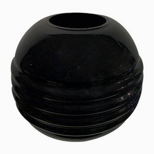 Art Deco Black Opaline Vase, 1920s