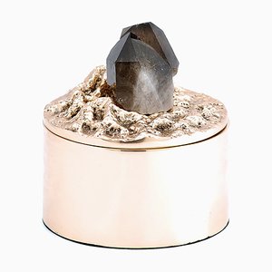 Rem Polished Bronze and Black Quartz Topped Decor Box Vide Poche