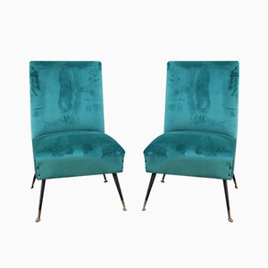 Set of Green Velvet Lounge Chairs by Gigi Radice for Minotti, 1950s