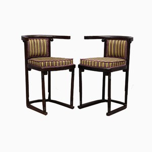 Set di sedie antiche Art Nouveau in legno di faggio e velluto a righe, Austria, 1910