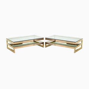 23-Carat Gold-Plated Coffee Table With Glass Top from Belgo Chrom / Dewulf Selection, 1970s